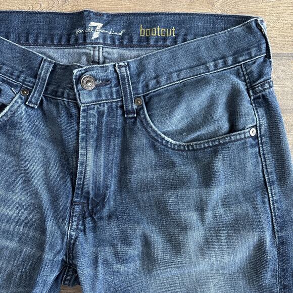 7 For All Mankind Womens Size 32 Jeans Bootcut 100% Cotton Medium Wash Wide Leg - Picture 5 of 16